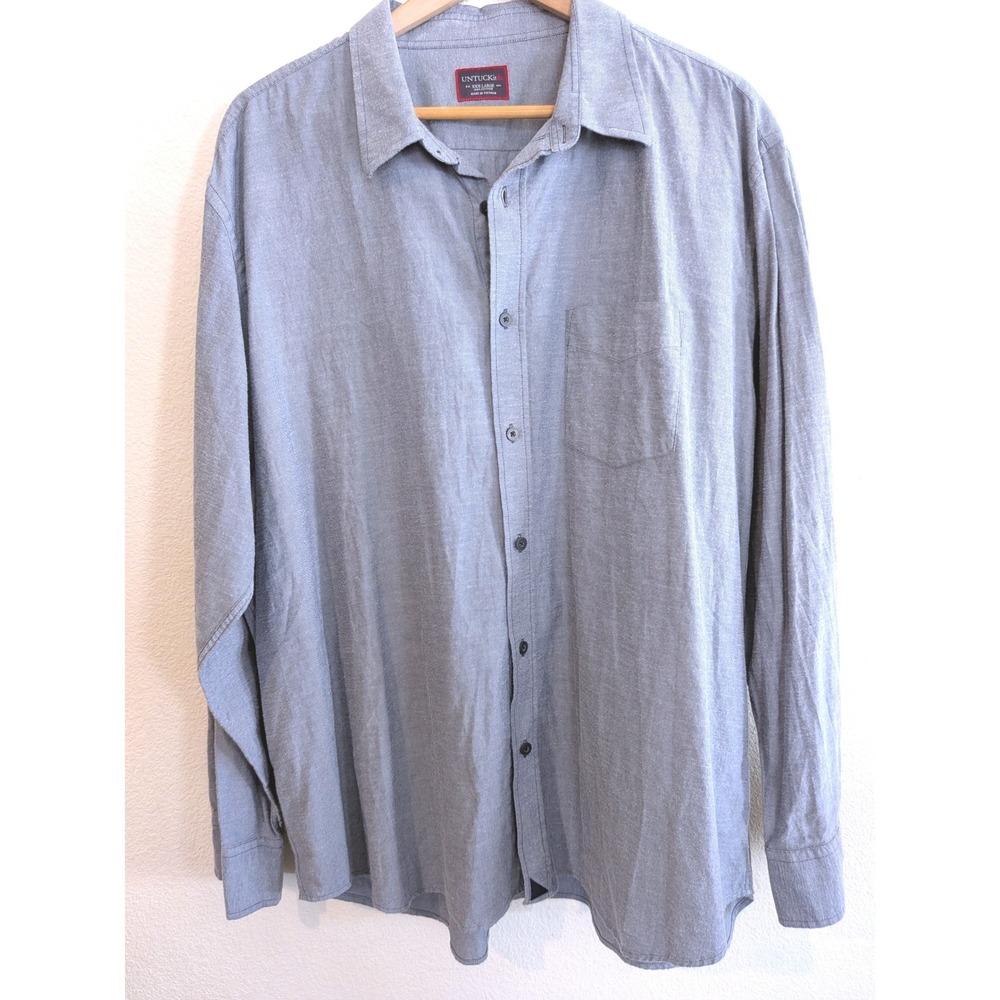 UNTUCKit Mens XXXL Blue White Micro Stripe Cotton Long Sleeve Button Down Shirt